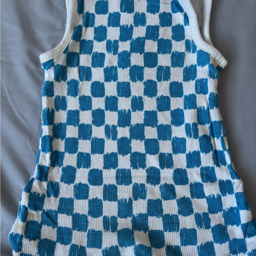 Old Navy Blue and White Checkered Kids Sleeveless Top - Picture 5 of 5
